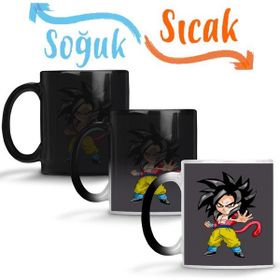 Baskı Dükkanı Minigoku Super Sayajin 4 Sihirli Porselen Kupa