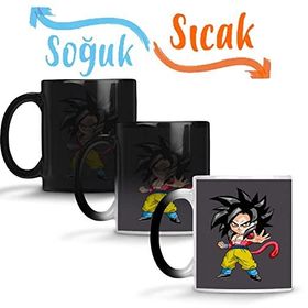 Baskı Dükkanı Minigoku Super Sayajin 4 Sihirli Porselen Kupa