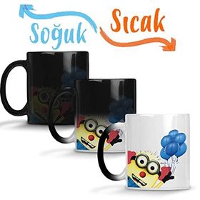 Baskı Dükkanı Minions Palhaço Sihirli Porselen Kupa