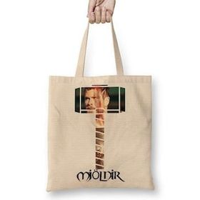 Baskı Dükkanı Mjölnir Thor Bez Uzun Saplı Krem Rengi Çanta