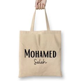 Baskı Dükkanı Mohamed Salah 01 Bez Uzun Saplı Krem Rengi Çanta