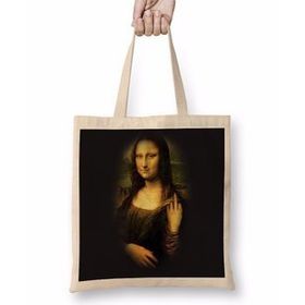 Baskı Dükkanı Mona Lisa Obscena Bez Uzun Saplı Krem Rengi Çanta
