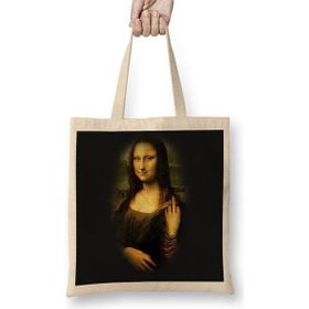 Baskı Dükkanı Mona Lisa Obscena Bez Uzun Saplı Krem Rengi Çanta