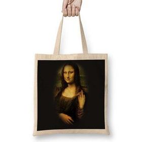 Baskı Dükkanı Mona Lisa Obscena Bez Uzun Saplı Krem Rengi Çanta