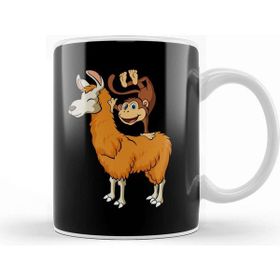 Baskı Dükkanı Monkey Riding Llama Animal Friend Handstand Monkey Kupa