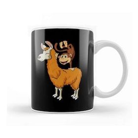 Baskı Dükkanı Monkey Riding Llama Animal Friend Handstand Monkey Kupa