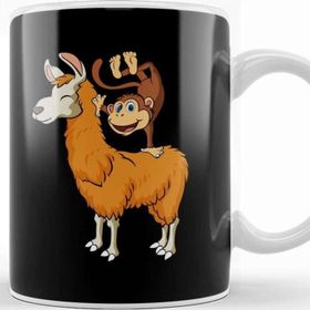 Baskı Dükkanı Monkey Riding Llama Animal Friend Handstand Monkey Kupa