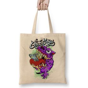 Baskı Dükkanı Monster Grafitti Bez Uzun Saplı Krem Rengi Çanta