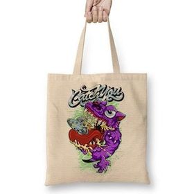 Baskı Dükkanı Monster Grafitti Bez Uzun Saplı Krem Rengi Çanta