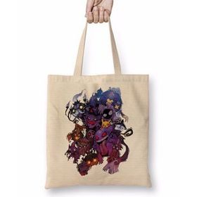 Baskı Dükkanı Monster Pokemon Bez Uzun Saplı Krem Rengi Çanta
