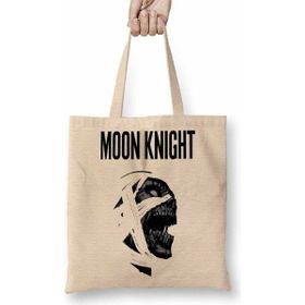 Baskı Dükkanı Moon Knight Bez Uzun Saplı Krem Rengi Çanta