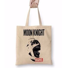 Baskı Dükkanı Moon Knight Marvel Bez Uzun Saplı Krem Rengi Çanta