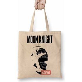Baskı Dükkanı Moon Knight Marvel Bez Uzun Saplı Krem Rengi Çanta