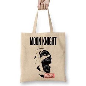 Baskı Dükkanı Moon Knight Marvel Bez Uzun Saplı Krem Rengi Çanta
