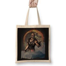 Baskı Dükkanı Mortal Kombat Baraka Bez Uzun Saplı Krem Rengi Çanta