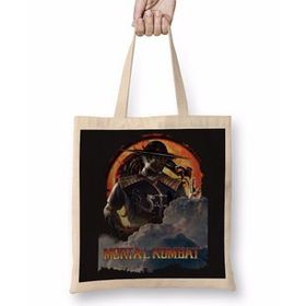 Baskı Dükkanı Mortal Kombat Great Kung Lao Bez Uzun Saplı Krem Rengi Çanta