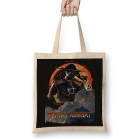 Baskı Dükkanı Mortal Kombat Great Kung Lao Bez Uzun Saplı Krem Rengi Çanta