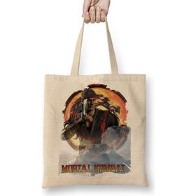 Baskı Dükkanı Mortal Kombat Liu Kang Game Bez Uzun Saplı Krem Rengi Çanta