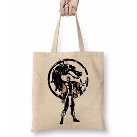 Baskı Dükkanı Mortal Kombat Ninja Masculino Bez Uzun Saplı Krem Rengi Çanta