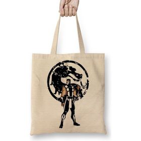 Baskı Dükkanı Mortal Kombat Ninja Masculino Bez Uzun Saplı Krem Rengi Çanta