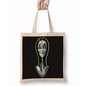 Baskı Dükkanı Morticia The Ultimate Goth Wife Bez Uzun Saplı Krem Rengi Çanta