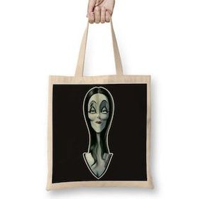 Baskı Dükkanı Morticia The Ultimate Goth Wife Bez Uzun Saplı Krem Rengi Çanta