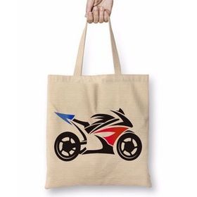 Baskı Dükkanı Moto Racing Bez Uzun Saplı Krem Rengi Çanta