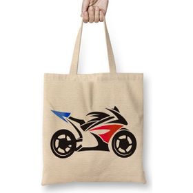 Baskı Dükkanı Moto Racing Bez Uzun Saplı Krem Rengi Çanta