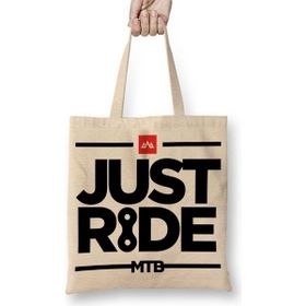 Baskı Dükkanı Mountain Bike Mtb Just Ride Branca Bez Uzun Saplı Krem Rengi Çanta