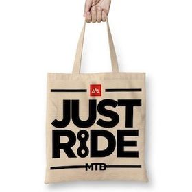 Baskı Dükkanı Mountain Bike Mtb Just Ride Branca Bez Uzun Saplı Krem Rengi Çanta