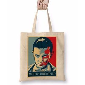 Baskı Dükkanı Mouth Breather Stranger Things Bez Uzun Saplı Krem Rengi Çanta
