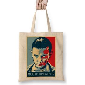 Baskı Dükkanı Mouth Breather Stranger Things Bez Uzun Saplı Krem Rengi Çanta