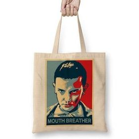 Baskı Dükkanı Mouth Breather Stranger Things Bez Uzun Saplı Krem Rengi Çanta