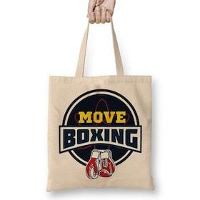 Baskı Dükkanı Move Boxing Logo Grande Cinza Bez Uzun Saplı Krem Rengi Çanta