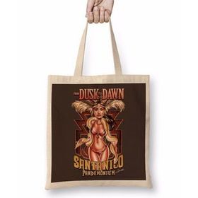 Baskı Dükkanı Movie From Dusk Till Dawn Santanico Pandemonium Bez Uzun Saplı Krem Rengi Çanta