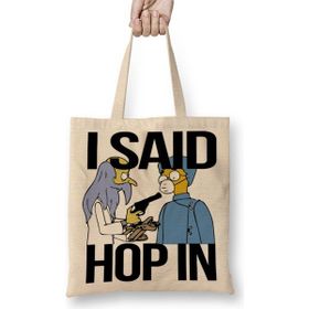 Baskı Dükkanı Mr Burns The Spruce Moose Bez Uzun Saplı Krem Rengi Çanta