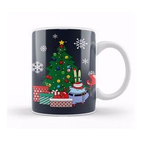 Baskı Dükkanı Mr Krabs Around The Christmas Tree Spongebob Kupa