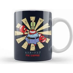 Baskı Dükkanı Mr Krabs Retro Japanese Spongebob Kupa