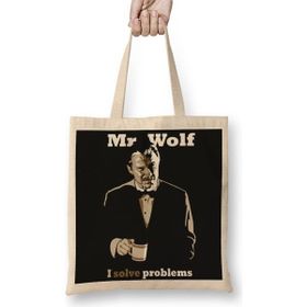 Baskı Dükkanı Mr Wolf I Solve Problems Bez Uzun Saplı Krem Rengi Çanta