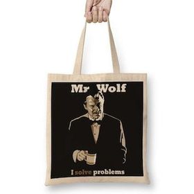 Baskı Dükkanı Mr Wolf I Solve Problems Bez Uzun Saplı Krem Rengi Çanta