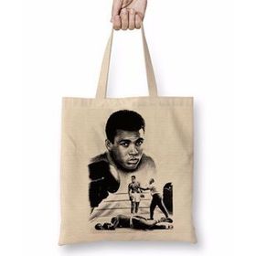 Baskı Dükkanı Muhammed Ali Boks 03 Bez Uzun Saplı Krem Rengi Çanta