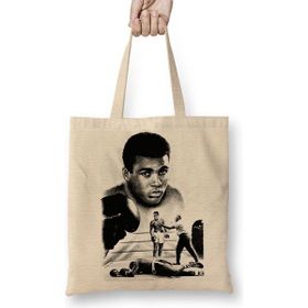 Baskı Dükkanı Muhammed Ali Boks 03 Bez Uzun Saplı Krem Rengi Çanta