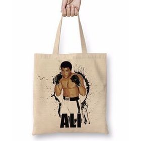 Baskı Dükkanı Muhammed Ali Boks 04 Bez Uzun Saplı Krem Rengi Çanta