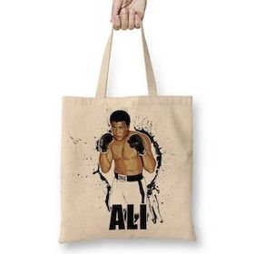 Baskı Dükkanı Muhammed Ali Boks 04 Bez Uzun Saplı Krem Rengi Çanta