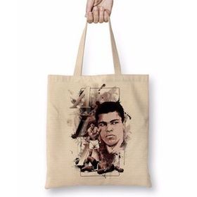 Baskı Dükkanı Muhammed Ali Boks 05 Bez Uzun Saplı Krem Rengi Çanta