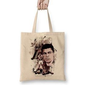 Baskı Dükkanı Muhammed Ali Boks 05 Bez Uzun Saplı Krem Rengi Çanta