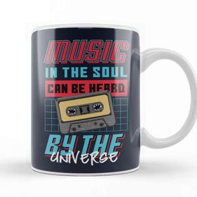 Baskı Dükkanı Music In The Soul Can Be Heard By The Universe Cassette Tape Pixel Art Kupa