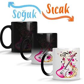 Baskı Dükkanı Music Müzik Gitar Sihirli Porselen Kupa