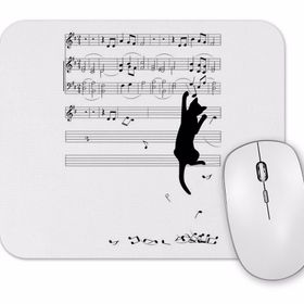 Baskı Dükkanı Muzik Notalı Kedi Mouse Pad