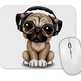 Baskı Dükkanı Muzik Pug Köpek Mouse Pad